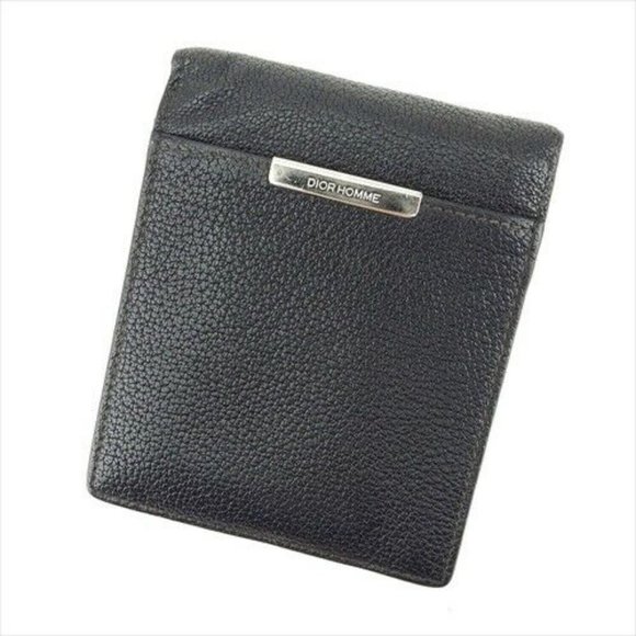Authntic Dior Homme Wallet Purse Bifold Black leather Mens - Picture 1 of 8
